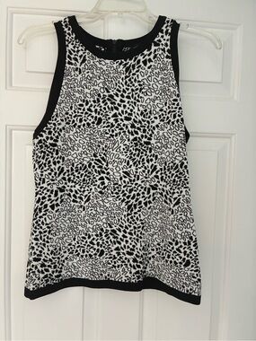 White House Black Market Black & White Leopard Print Tank